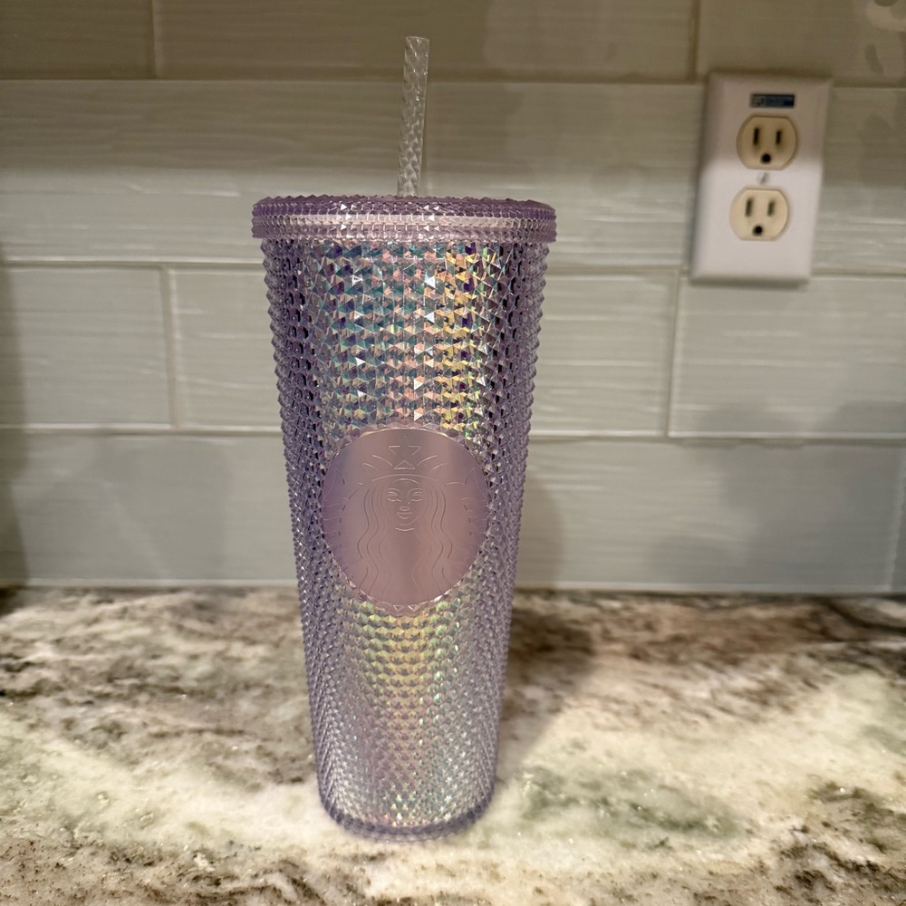 Starbucks 2018 RARE Unicorn Studded Iridescent 24oz Tumbler Cup Straw